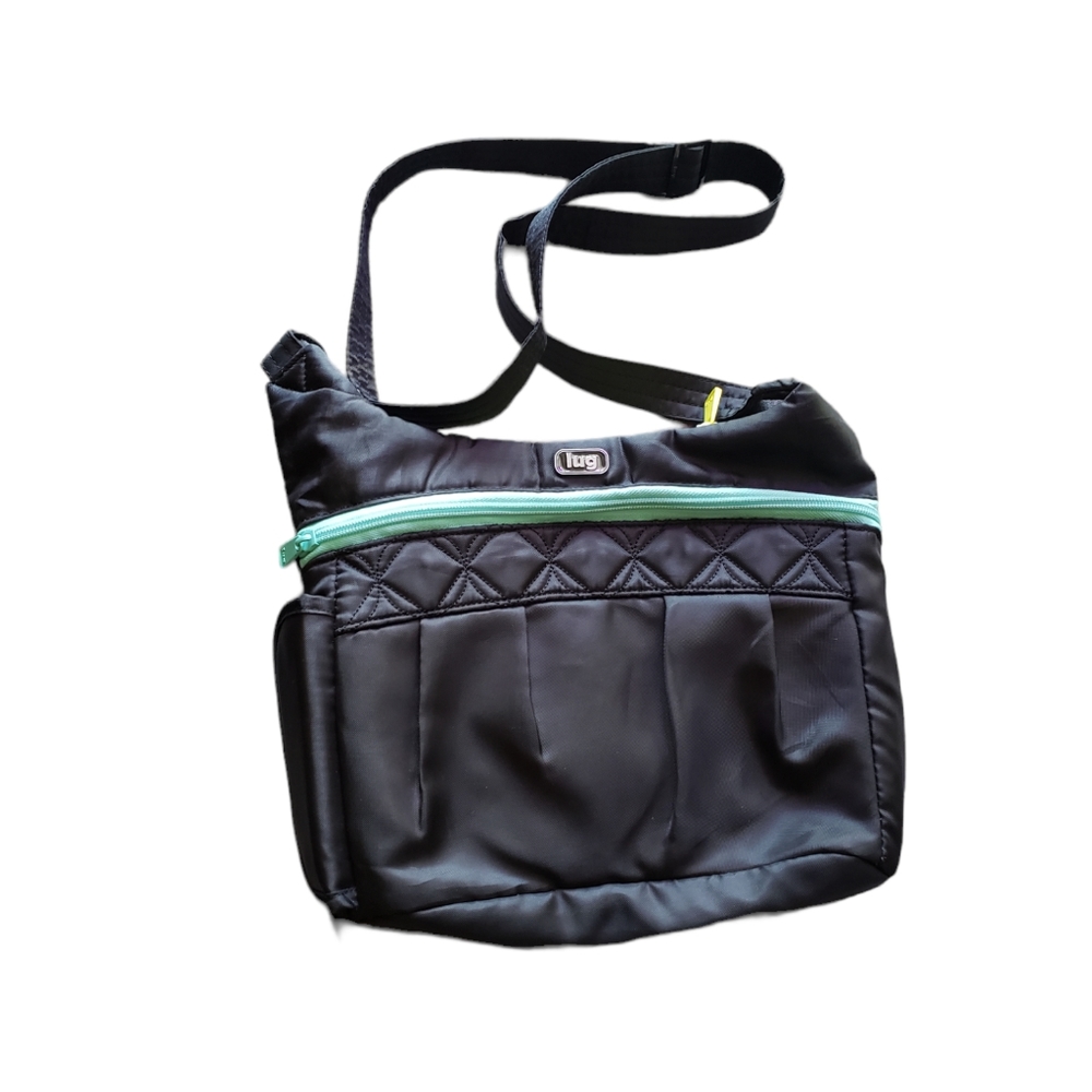 Lug Womens V Swing Black Crossbody Bag Zip Closure with Water Bottle Pouch